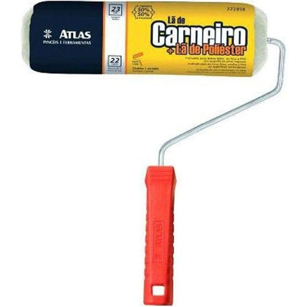 Rolo Lã de Carneiro Atlas para Pintura, com Cabo, 23 cm