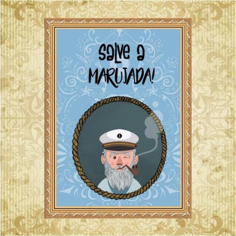 Quadro Moldura Dourada Umbanda Marujada 33X24Cm