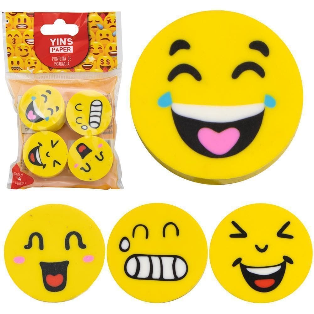 Borracha Escolar Ponteira Emoticons Yins Paper Com 4 Pecas