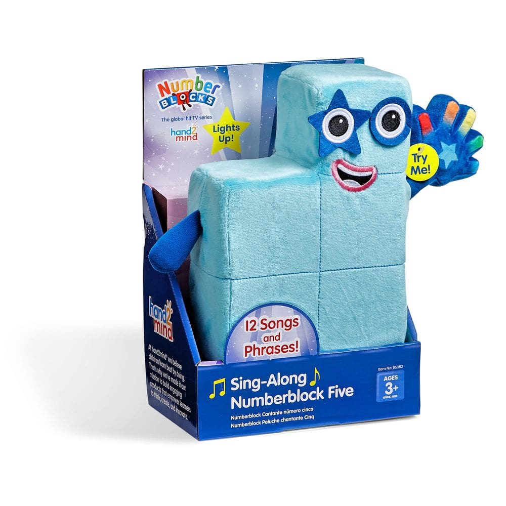 Brinquedo de pelúcia hand2mind Sing-Along Numberblock Five com luz
