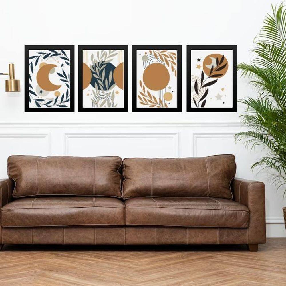 Kit 4 Quadros Luas Escandinavas Boho 24X18Cm