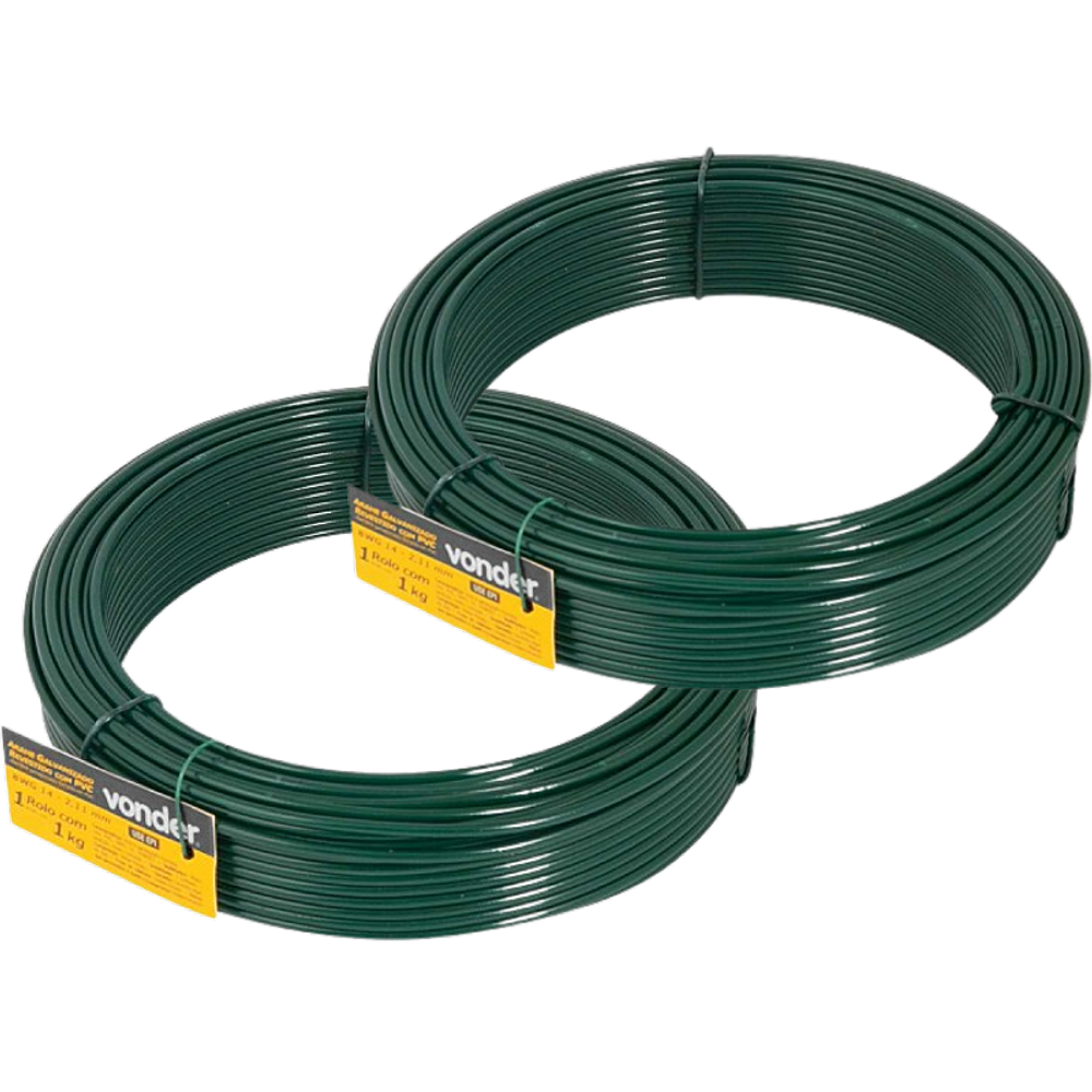 Arame revestido com PVC verde BWG 14 VONDER 2 kg