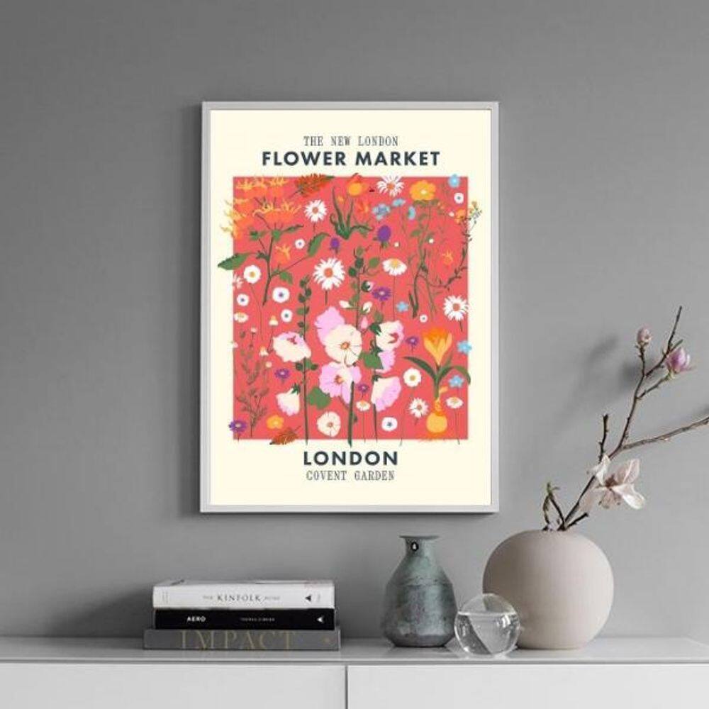 Quadro Poster Flower Market - Londres 24X18Cm - Com Vidro