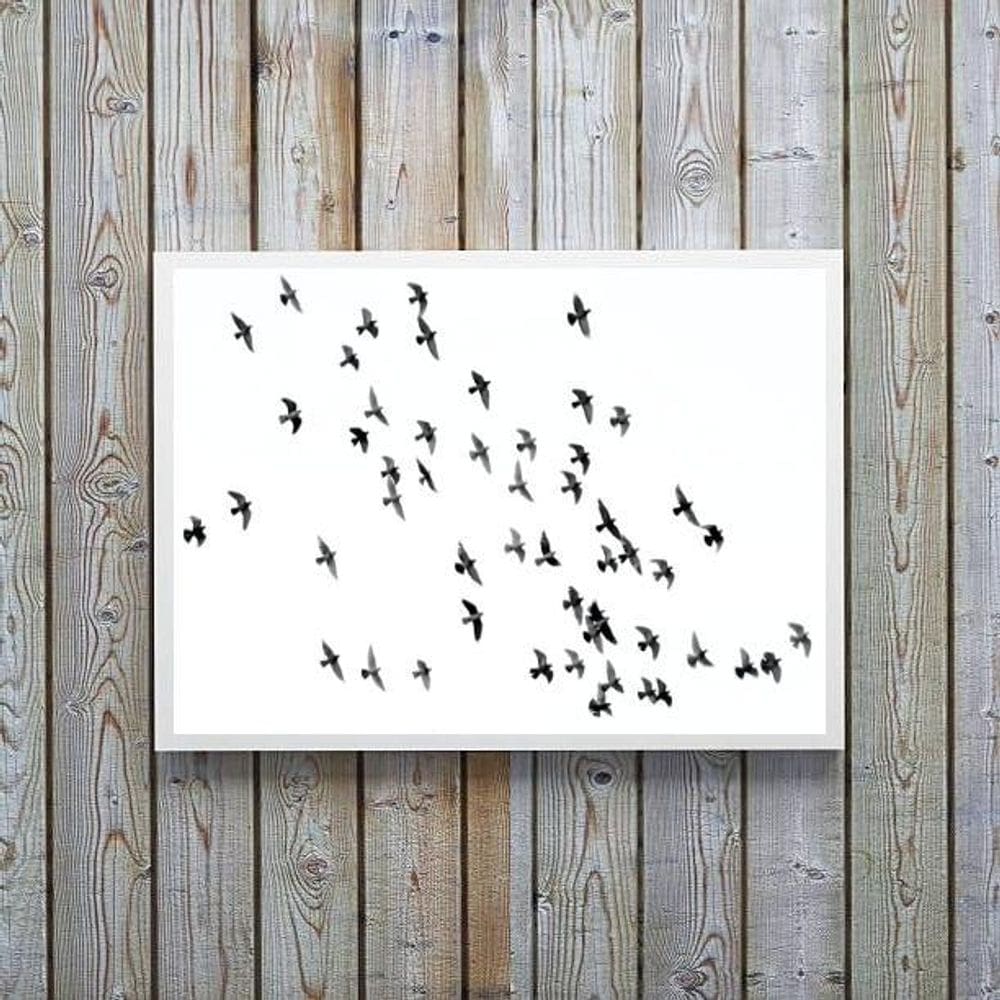 Quadro Decorativo Minimalista Pássaros Voando 24X18Cm