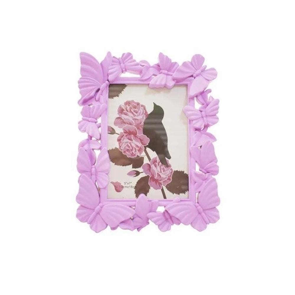 Porta Retrato Borboletas Rosa Enfeite Decoração Foto 13X18Cm