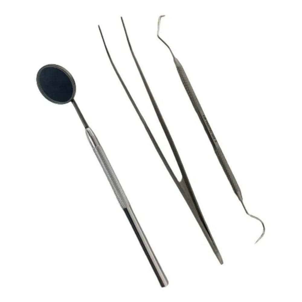 Kit Clínico Odontológico Pinça Clinica Espelho E Sonda