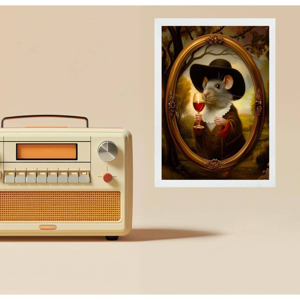Quadro Decorativo Ratinho Vintage 24X18Cm
