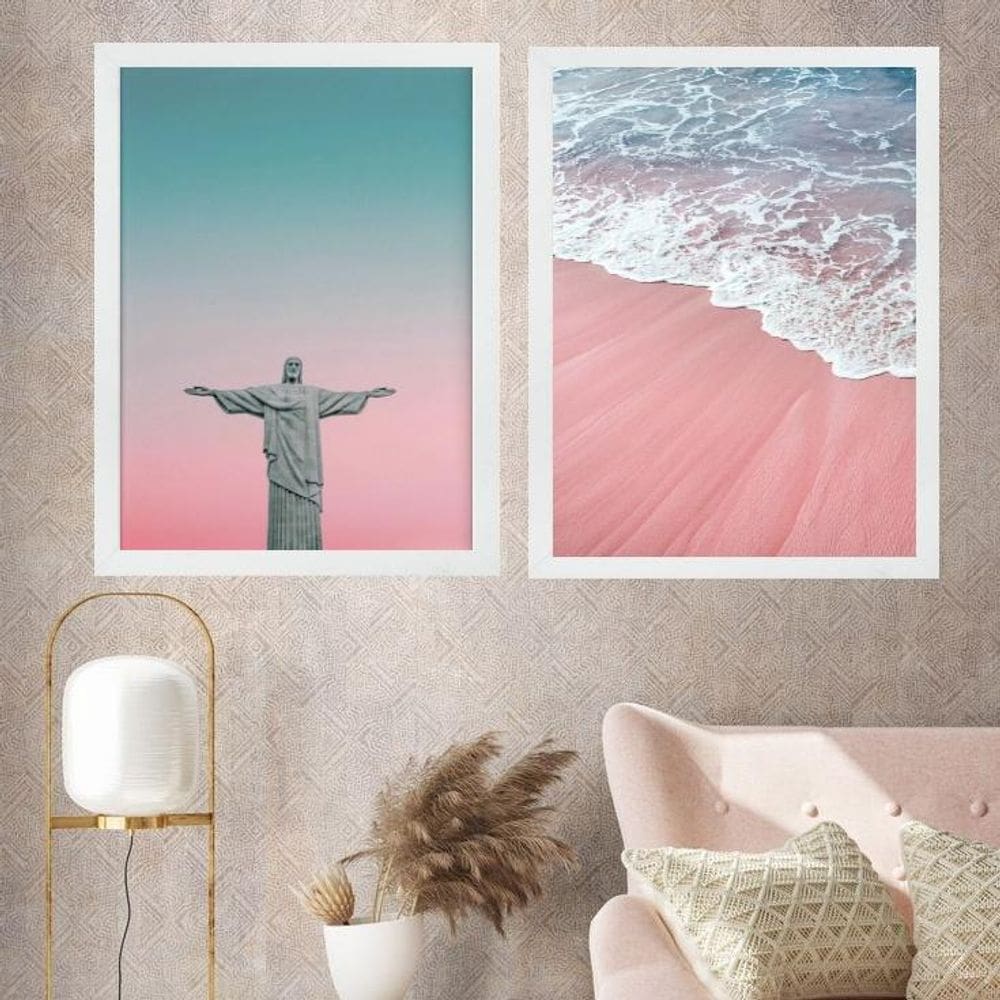 Kit 2 Quadros Rio De Janeiro - Candy Colors 45X34Cm