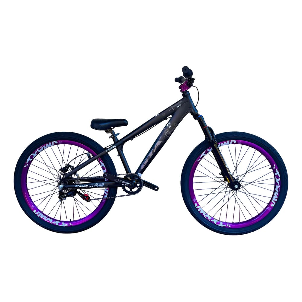 Bicicleta aro 26 Freeride do Grau Freio Shimano MT-200 Single Preto com Roxo