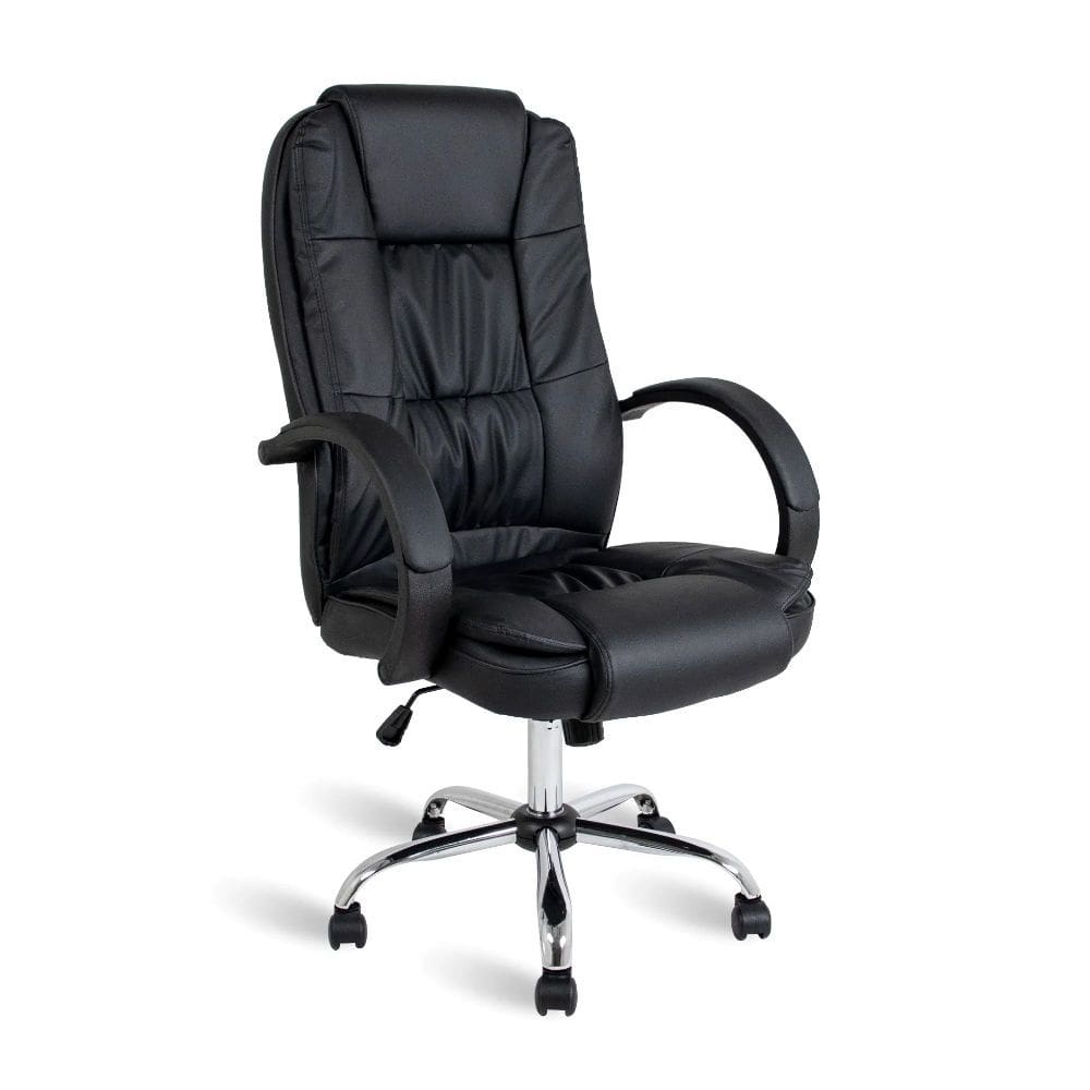 Cadeira de Escritório Presidente Healer Johnson Giratória, 50 x 58 x 122 cm, Preta