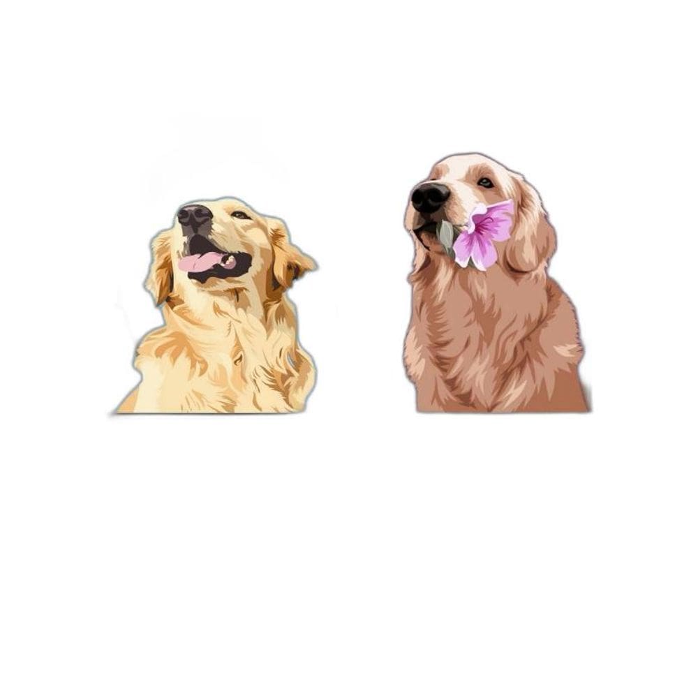 Kit 2 Quadros Artes Golden Retriever 24X18Cm