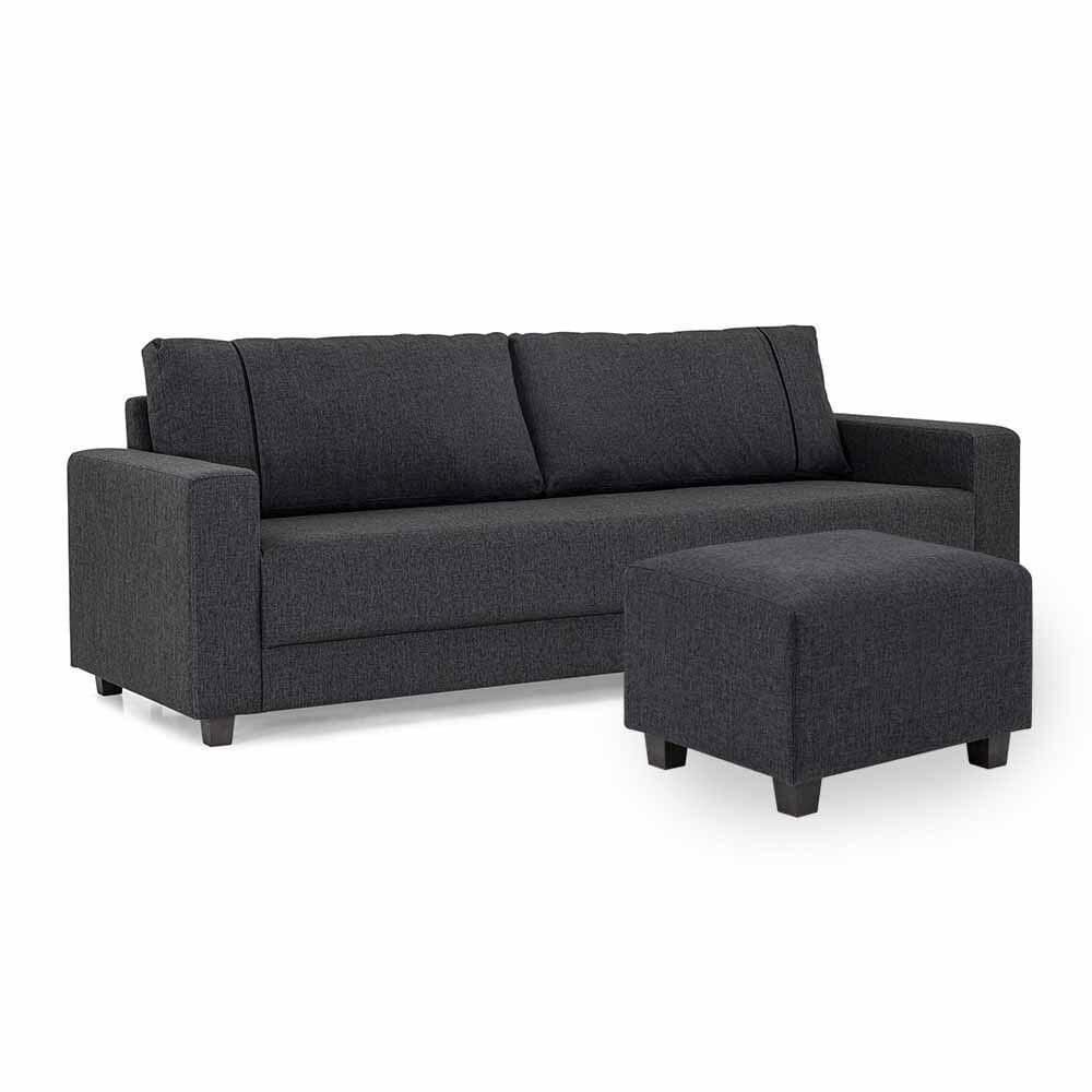 Sofá 4 Lugares e Puff Herval Clean Linho Grafite, 230 cm