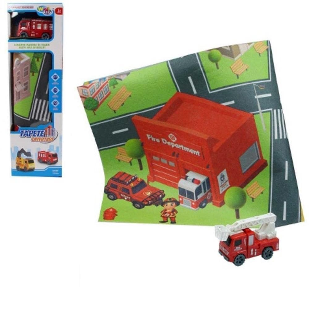 Tapete Infantil Pista Corrida Hot Wheels Com Carrinho