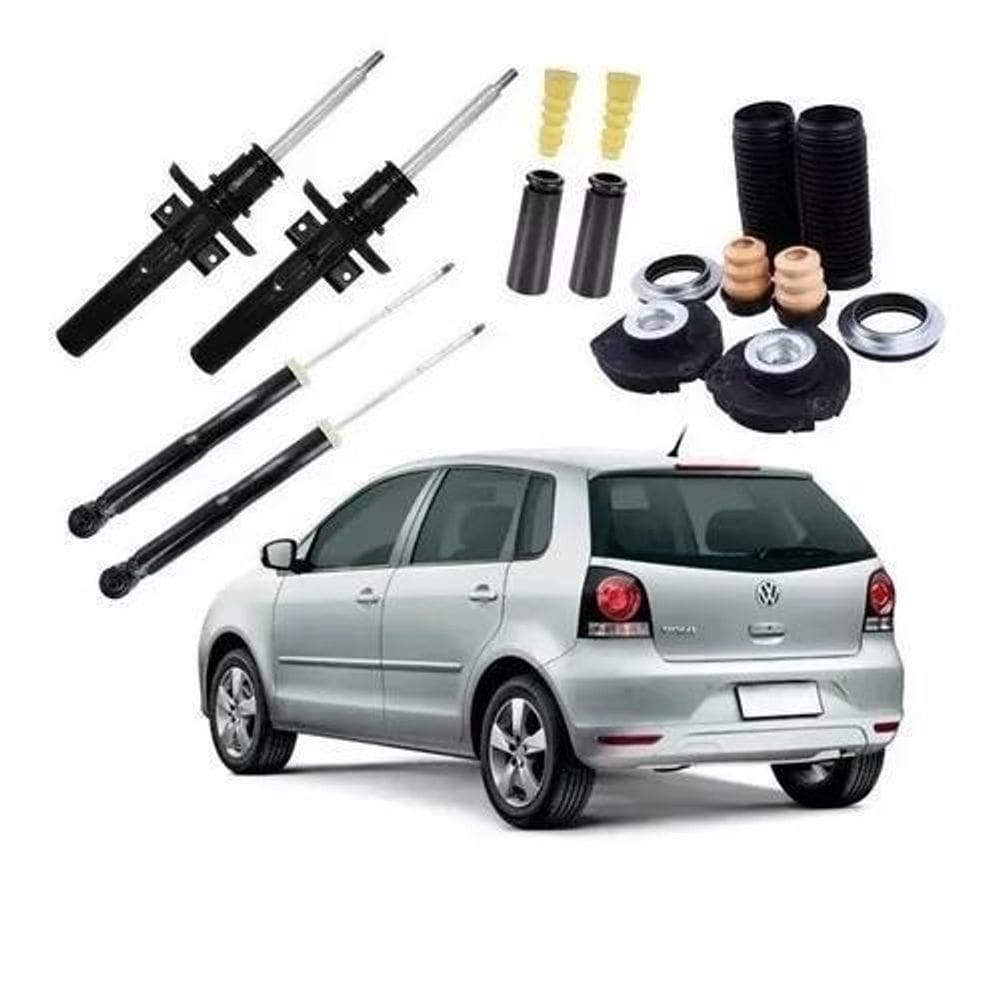 4 Amortecedor Remanu + Kit Suspensão Polo Hatch 2007 A 2010
