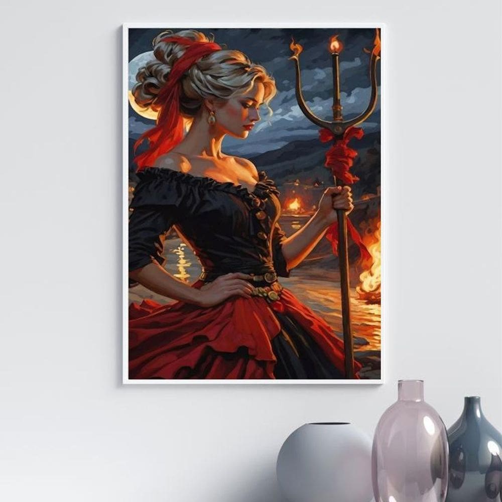 Quadro Pombagira 7 Saias 33X24Cm - Com Vidro