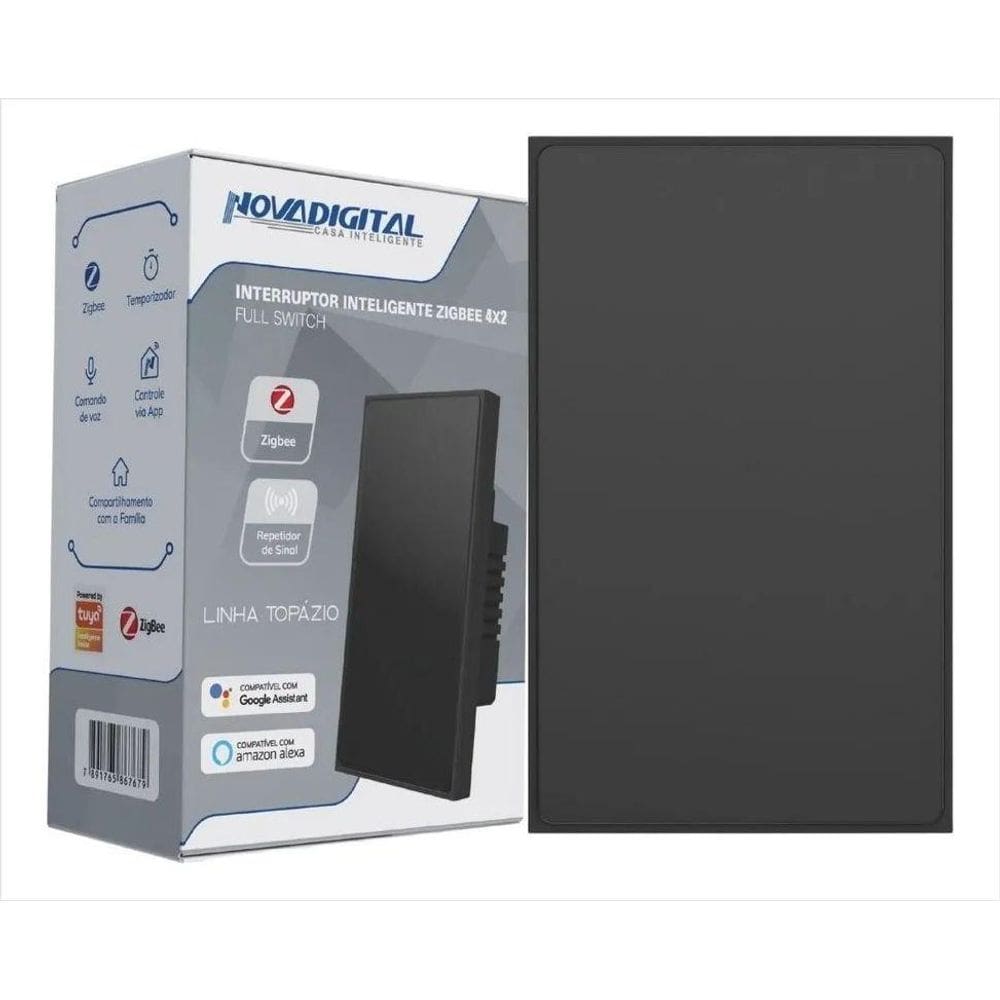 Interruptor Zigbee Novadigital 1 Botão Topázio Preto - I12