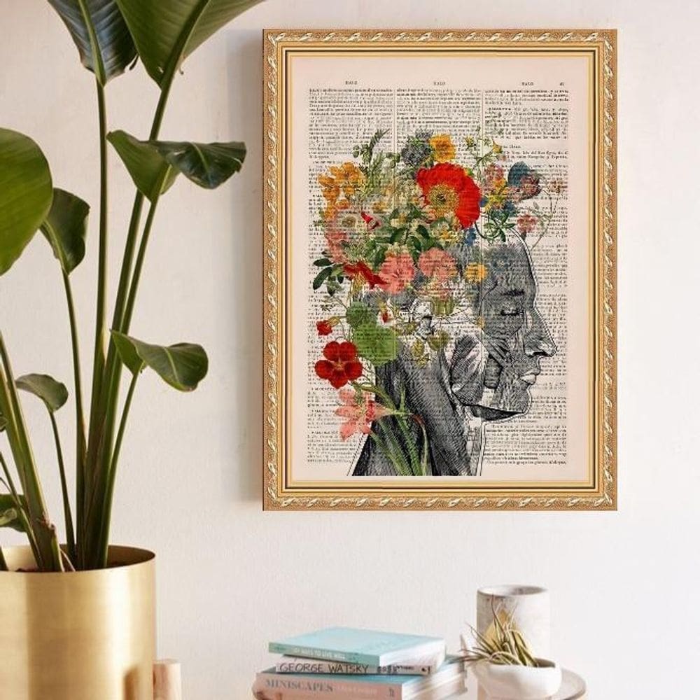 Quadro Decorativo Floral Fisiologia 45X34Cm - Com Vidro