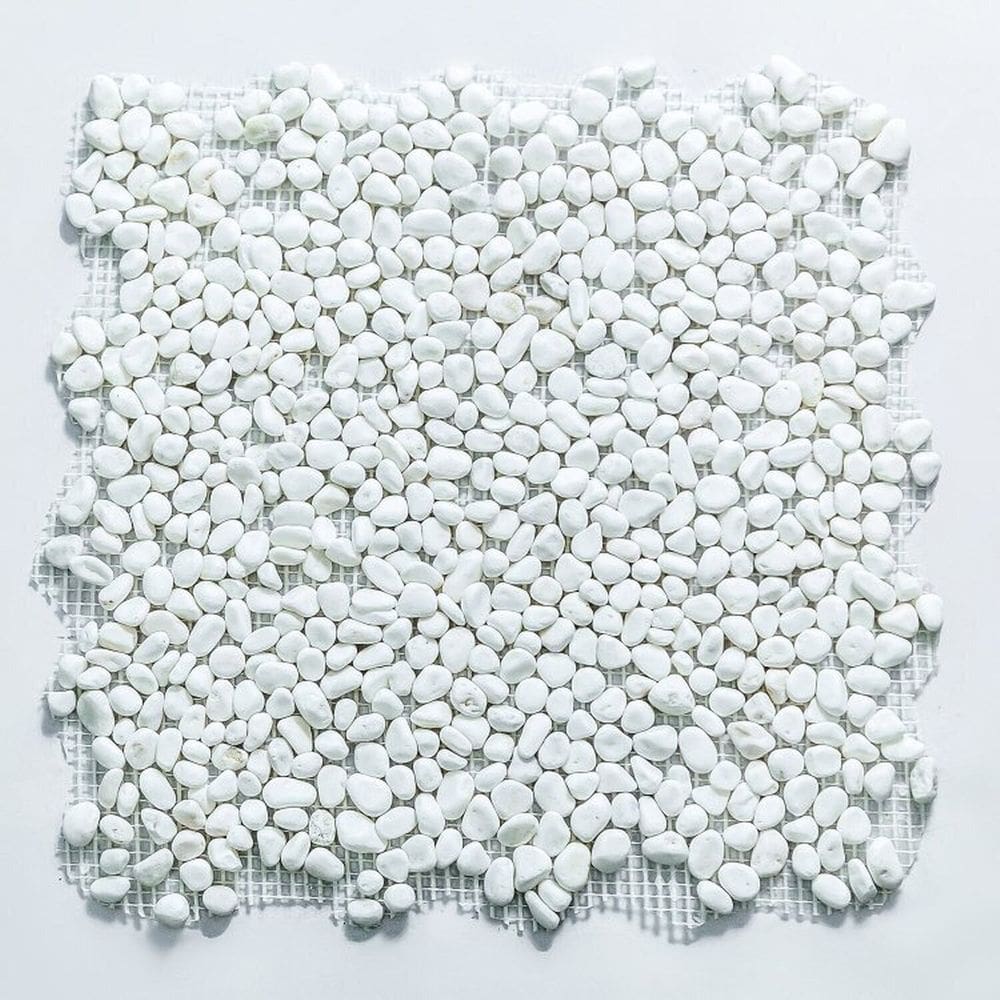 Kit 1m² Pastilha de Pedras Naturais Seixos 30cm X 30cm Branco