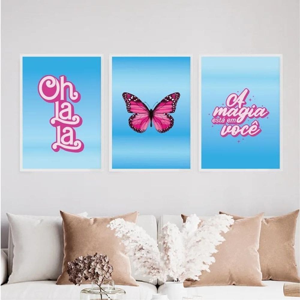 Kit 3 Quadros Ohlala- A Magia Está Em Você 33X24Cm Branca