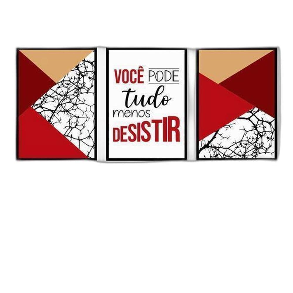 Quadros Você Pode Tudo - Vermelho Moldura Preta 24X18Cm 3Un