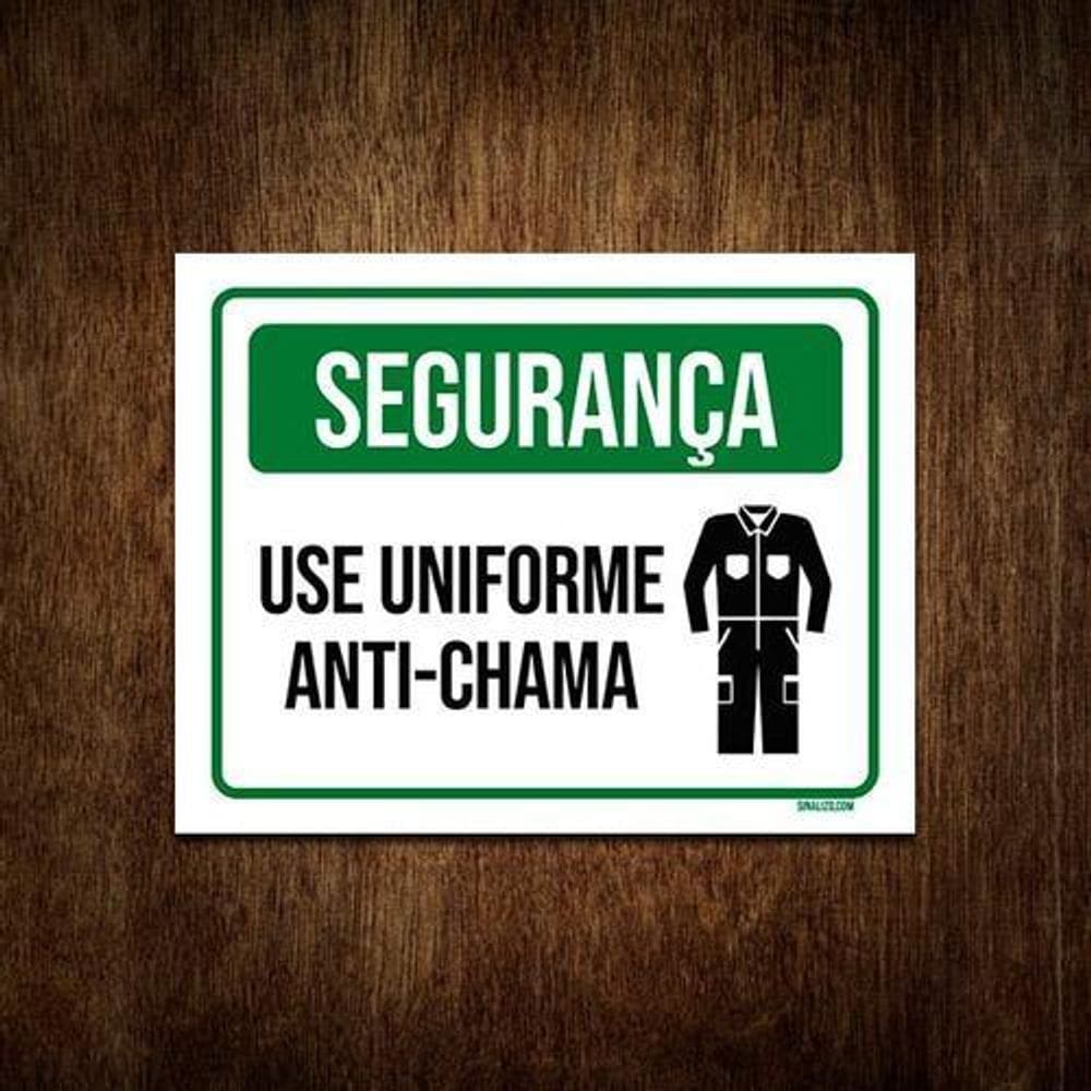 Placa De Sinalização Segurança Use Uniforme Anti-Chama 36X46