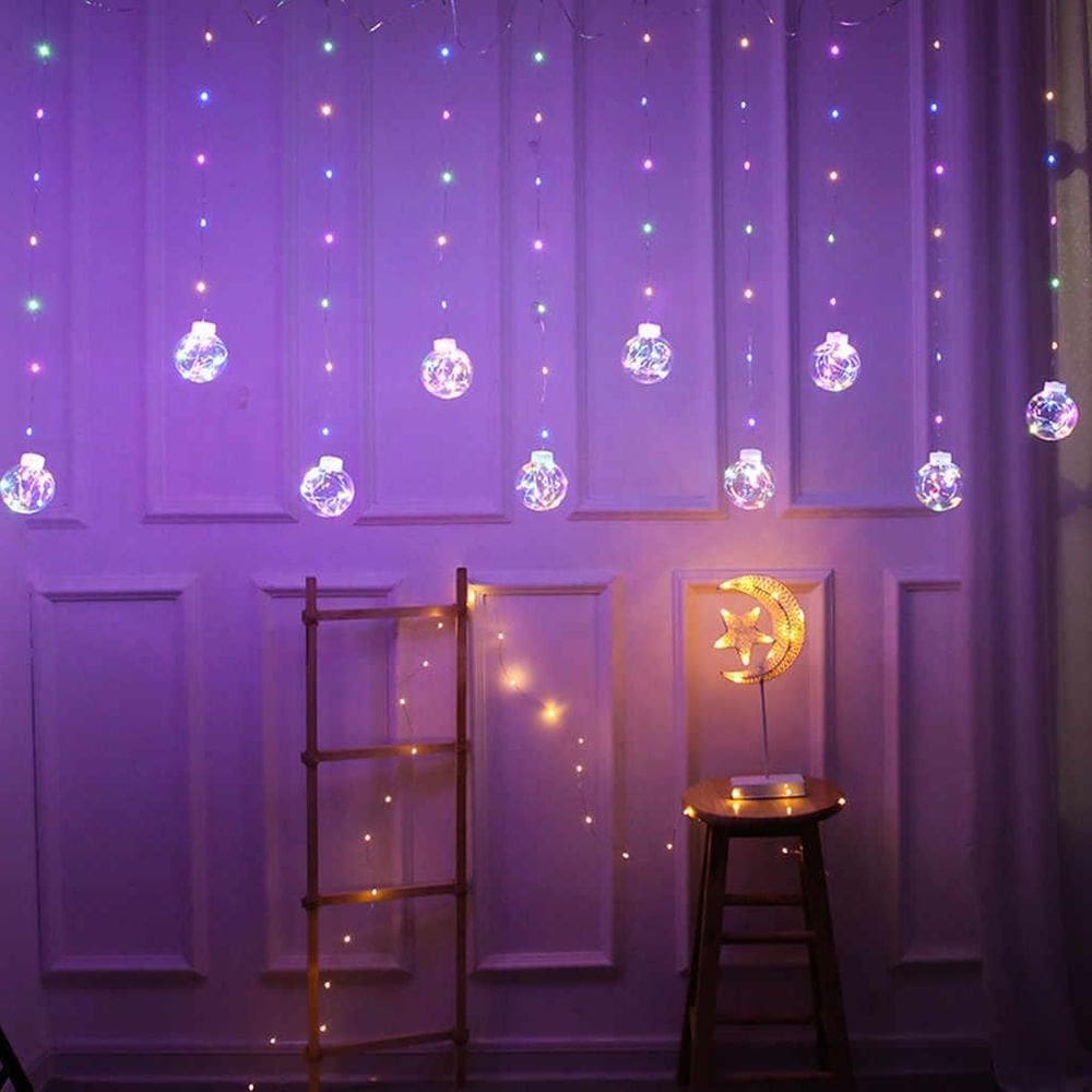 Cortina Led 10 Lampadas Bolas Incandescentes Fio Fada