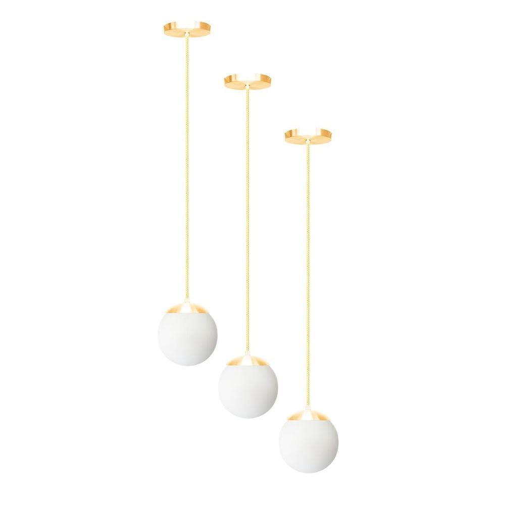 Kit C/3 Lustre Pendente Globo Bola Vidro Led Jabuticaba