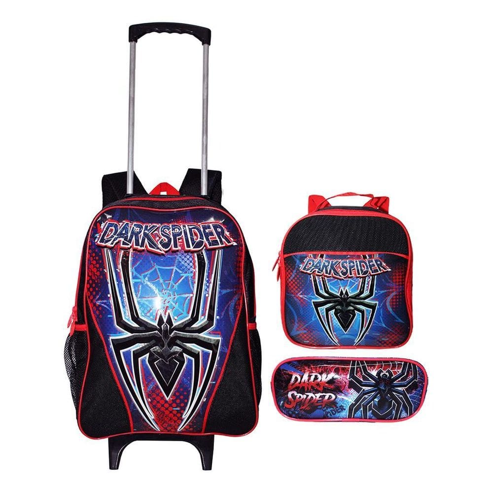 Kit Mochila Aranha Rodinhas Spider Infantil Masculina Escola