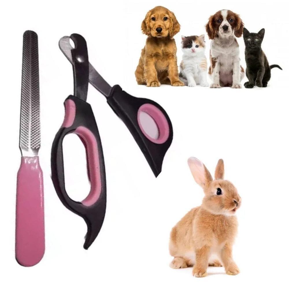 Kit Alicate Pet Tesoura Corte De Unhas Cães E Gatos+ Lixa