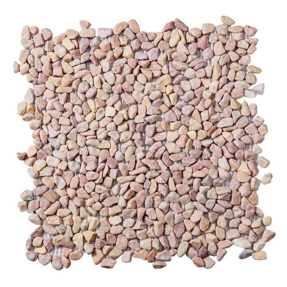 Kit 1m² Pastilha de Pedras Naturais Seixos 30cm X 30cm Vermelho