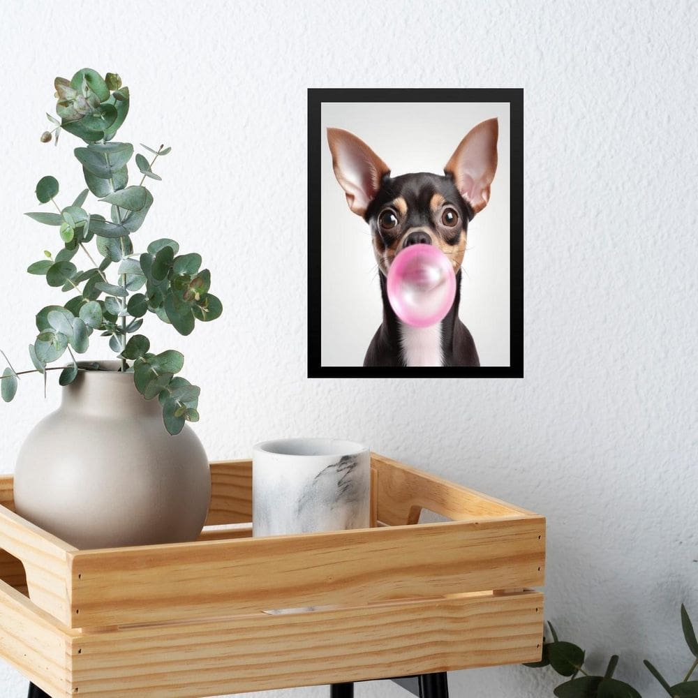 Quadro Pinscher Bubble Gum 45X34Cm - Com Vidro