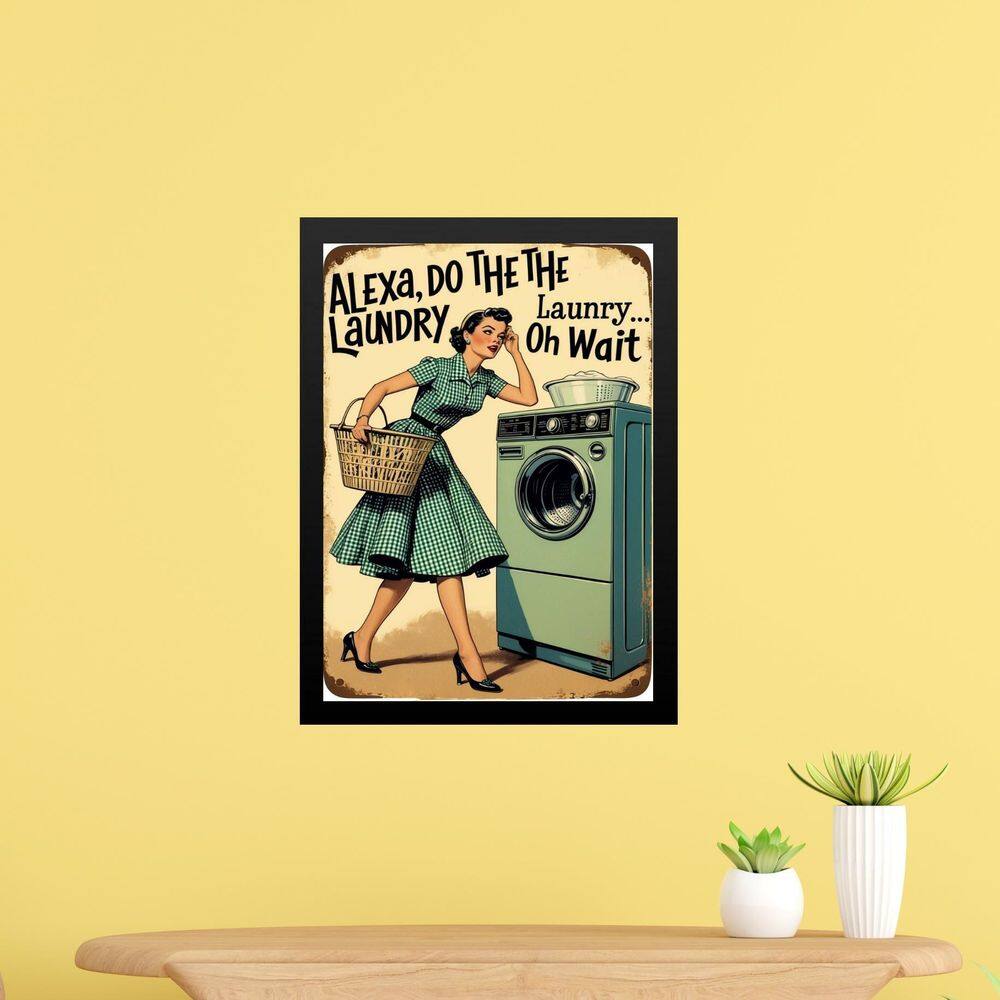 Quadro Decorativo Lavanderia Vintage Alexa 24X18Cm - Vidro