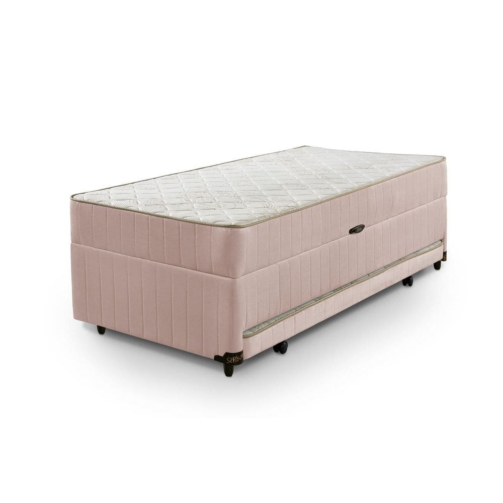 Cama Box Solteiro 3 em 1 New Magnifico Teen Colchões Sensor branco / rosa