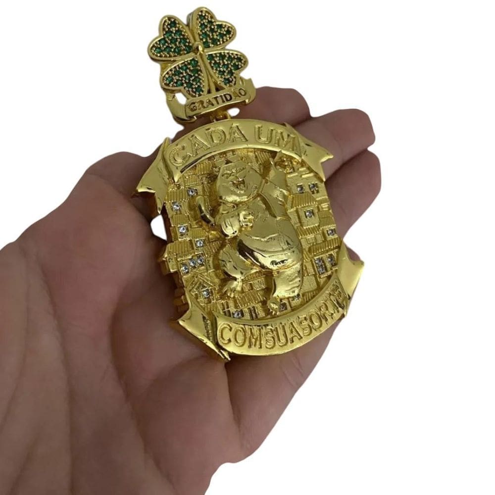 Pingente Visionário 00 Fé Cravejado - Banhado A Ouro 18K