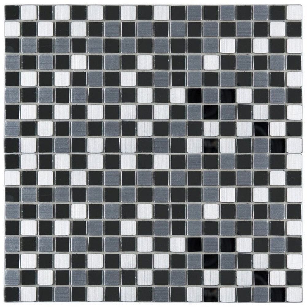 Kit 1m² Pastilha de Metal Autocolante 29cm X 29cm Prata