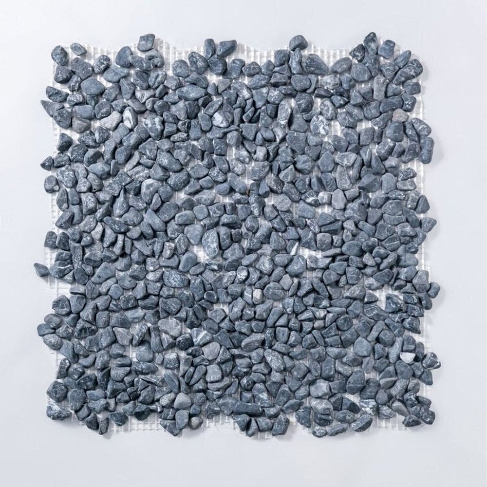 Kit 1m² Pastilha de Pedras Naturais Seixos 30cm X 30cm Preto