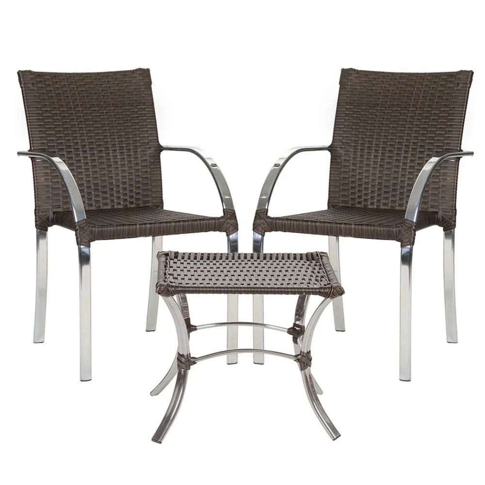 Kit 2 Cadeiras com Mesa Baixa Decore Mobília Ascoli Pedra Ferro