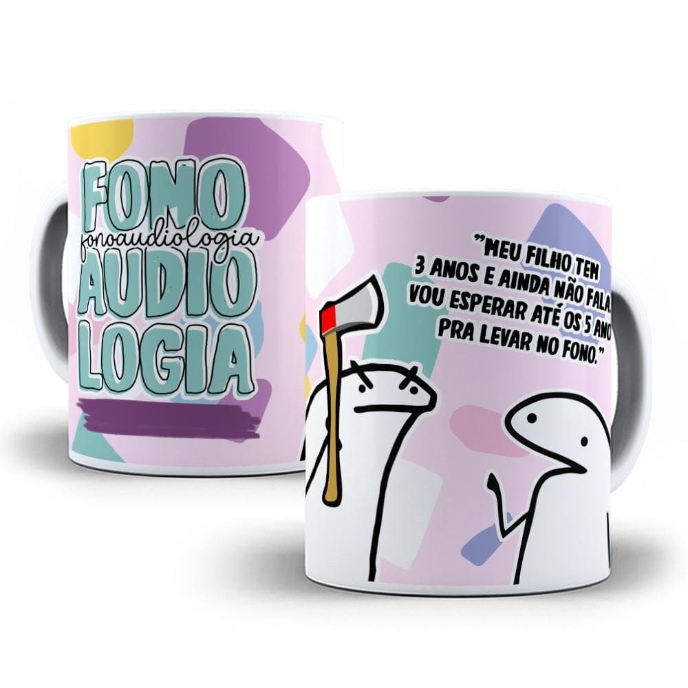 Canecas Flork Profissões Fonoaudilogia + Chaveiro Presente