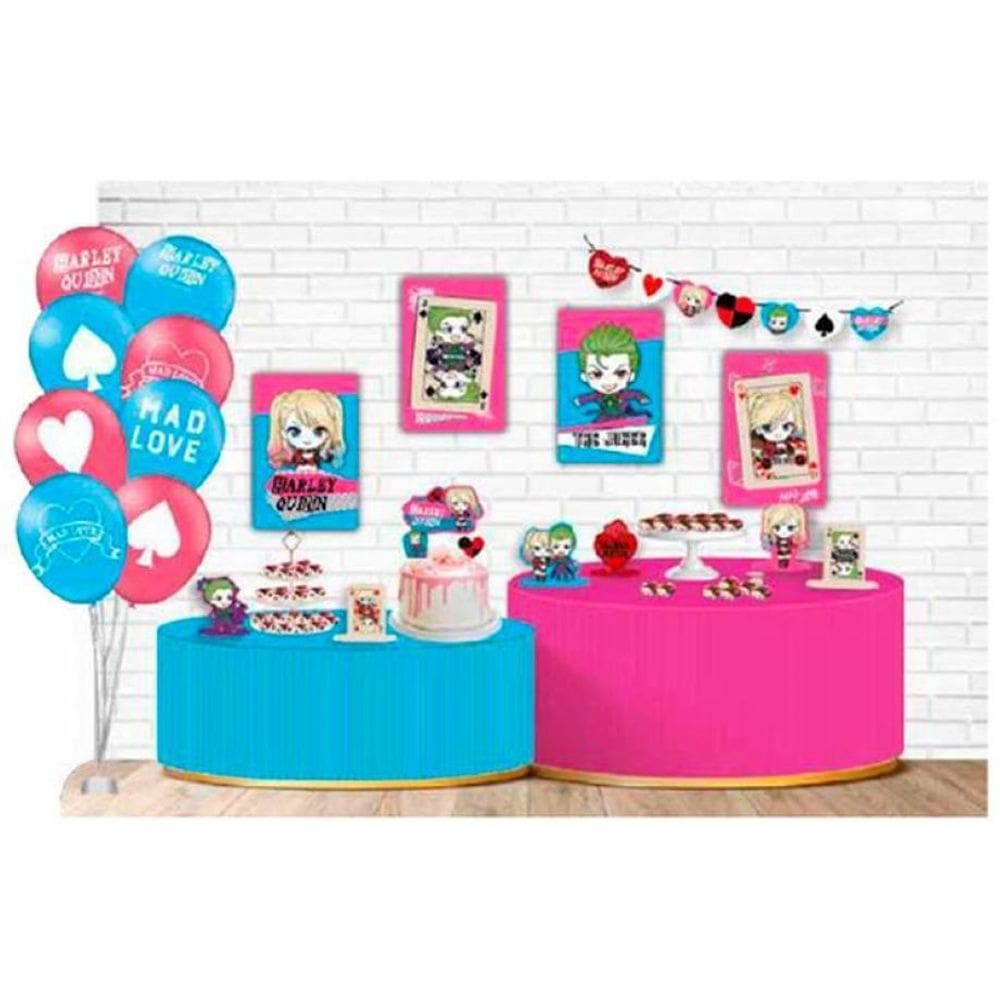Kit Festa Aniversário Harley Quinn Decoração - 62 Peças
