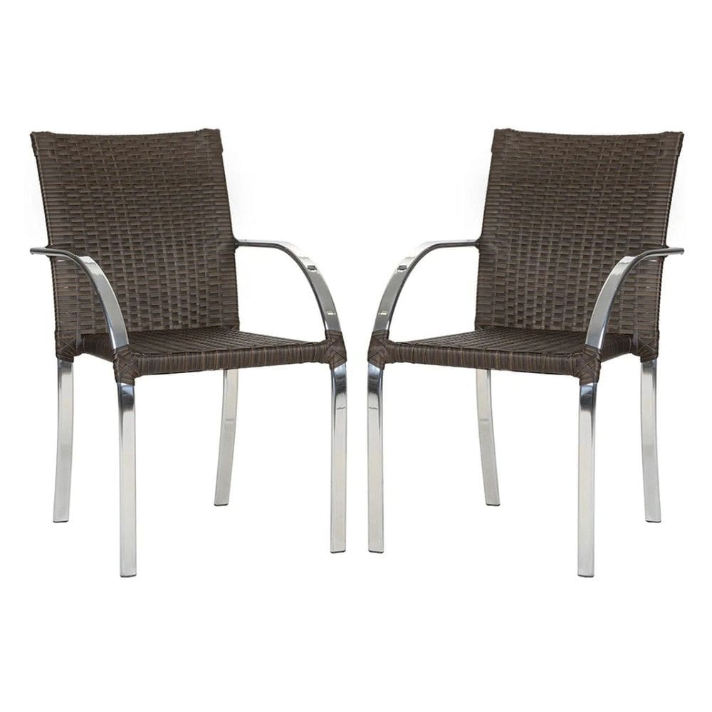 Cadeira Decore Mobília 88cm X 54cm Ascoli Marrom/Prata