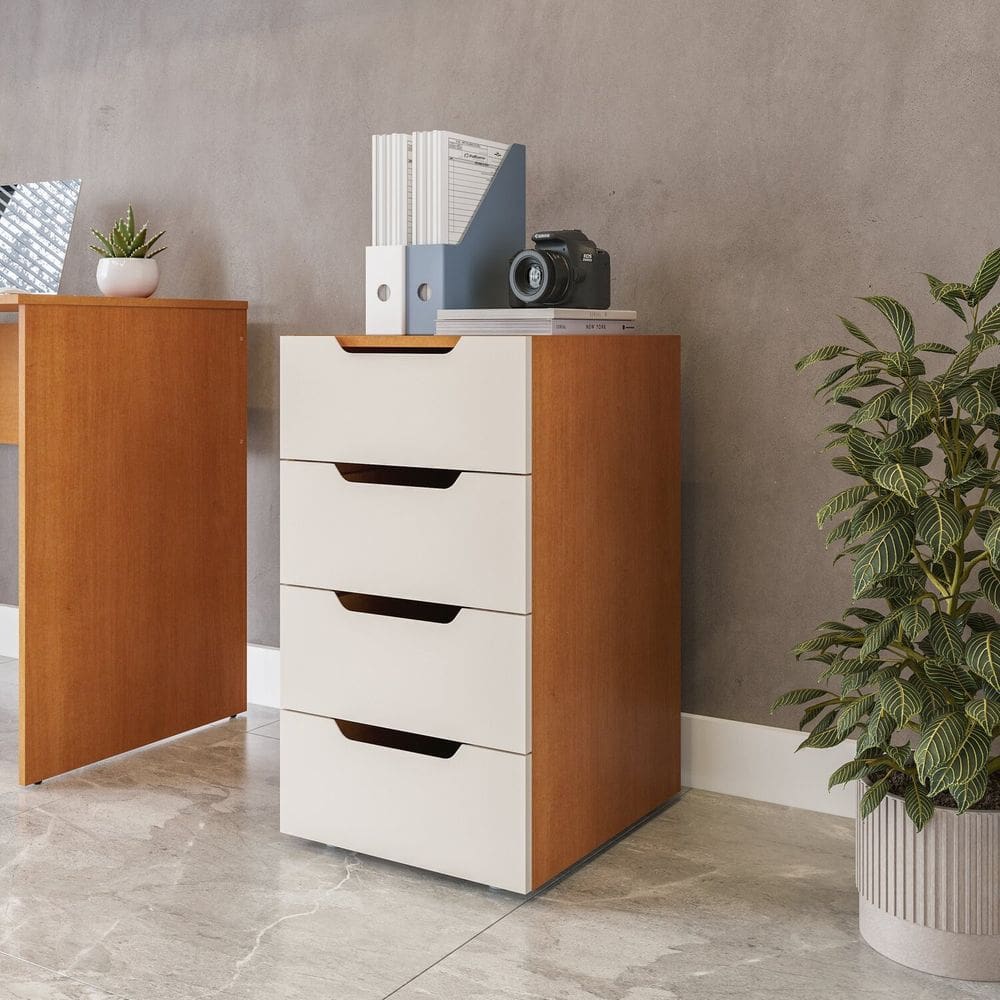 Gaveteiro para Escritório 4 Gavetas Madrid Creme/Freijó