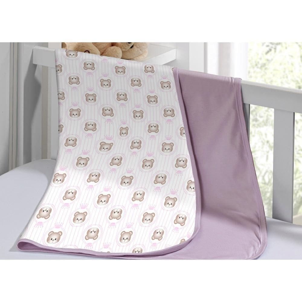 Manta Dupla Face 90X90Cm Malha Estampada Royal Baby Rosa