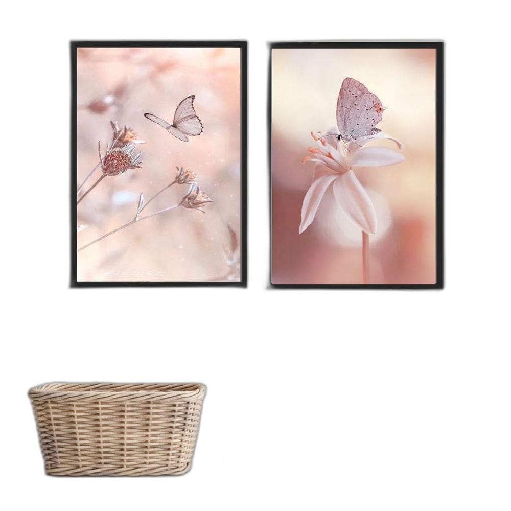 Quadros Borboletas Azuis 45x34cm - Moldura Preta