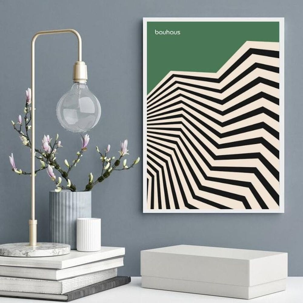 Quadro Bauhaus Green Vintage Poster - Sinuosity 24X18Cm