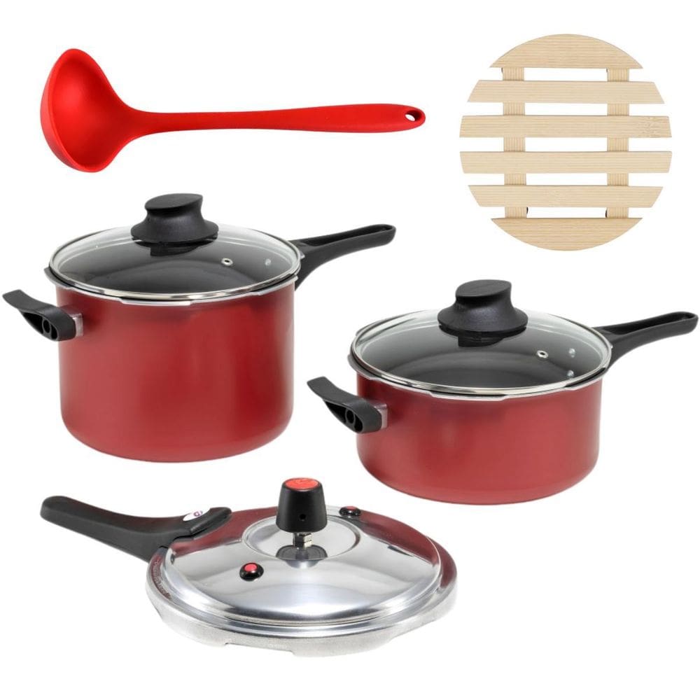 Jogo Panelas De Pressão 2 Em 1 + 02 Descansos + Concha