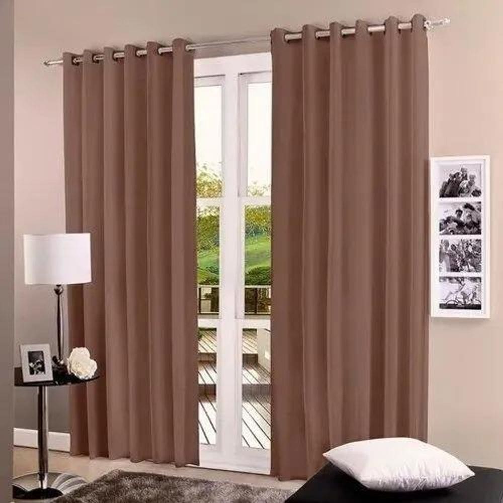 Cortina De Voil Voal Lisa Marrom/Bege Ct Pérola 2,70X1,80