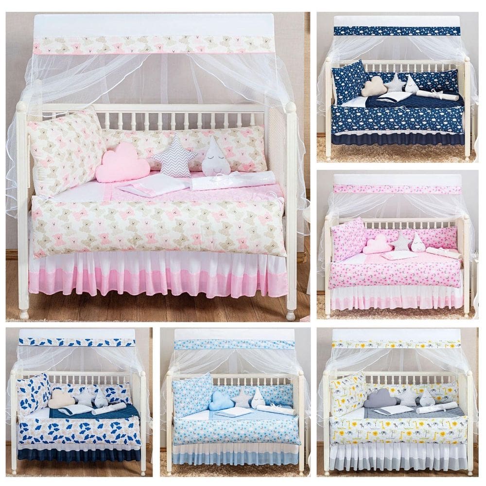 Kit Berço Masculino Ursinho 13 Peças Kit Americano Estampado