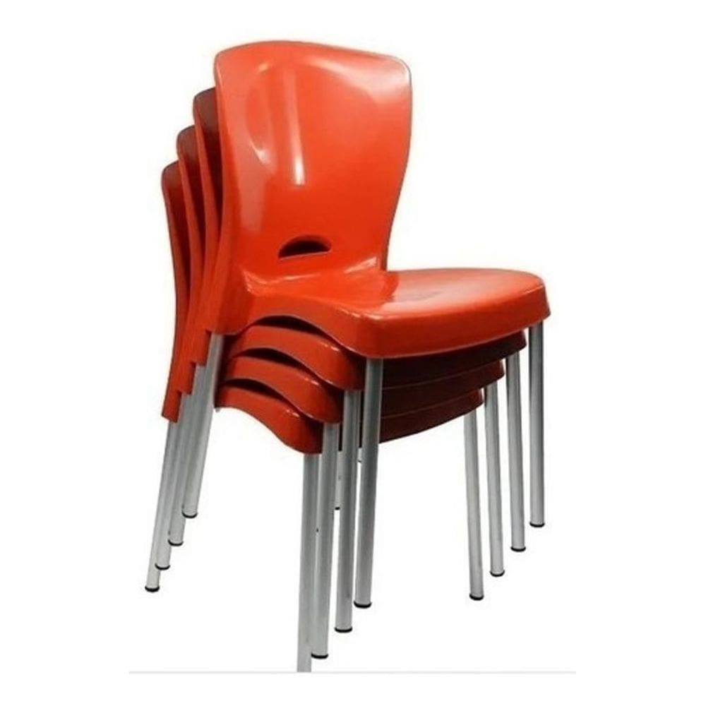 Conjunto 1 Mesa Quadrada E 4 Cadeiras Com Pés De Alumínio