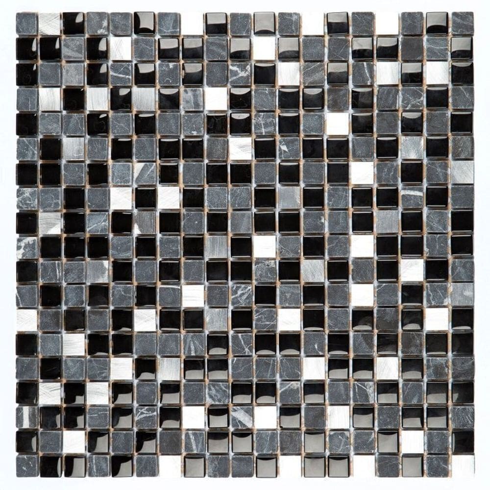 Kit 1m² Pastilha de Vidro e Metal 31cm X 31cm Preto