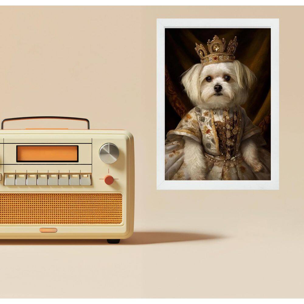 Quadro Maltês Rainha Da Casa 45X34Cm